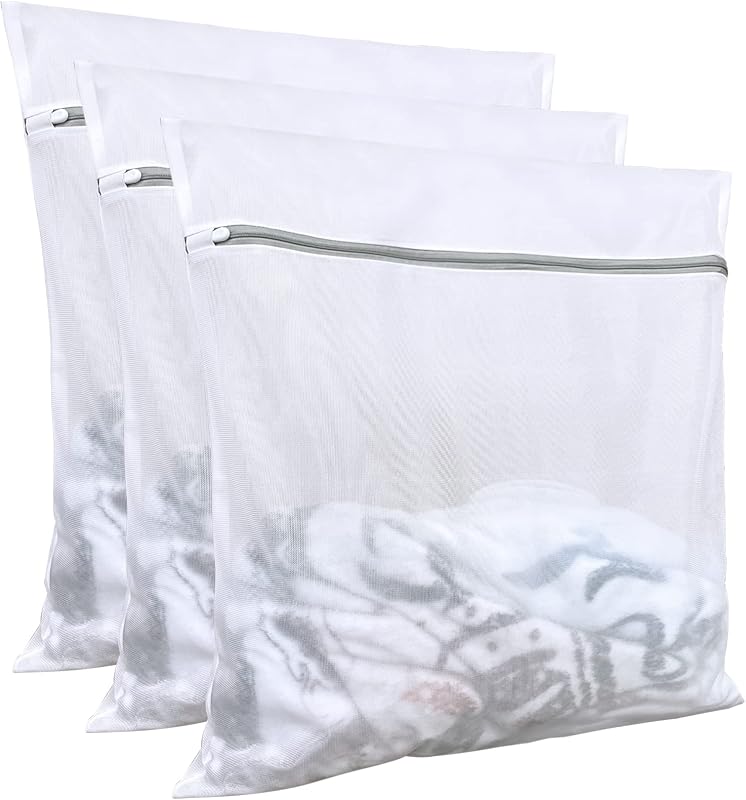 Lingerie bags for laundry(3Pcs,24 X 24inch),large mesh laundry bags,Delicates Bags for Washing Machine | 3Pcs, Auto-lock Zipper, Suitable for dryers
