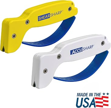 AccuSharp Hand-Held Carbide Blade Sharpener & ShearSharp Scissor Sharpener, Restores and Hones Straight & Serrated Knives, Revives the Edge of General Purpose Scissors