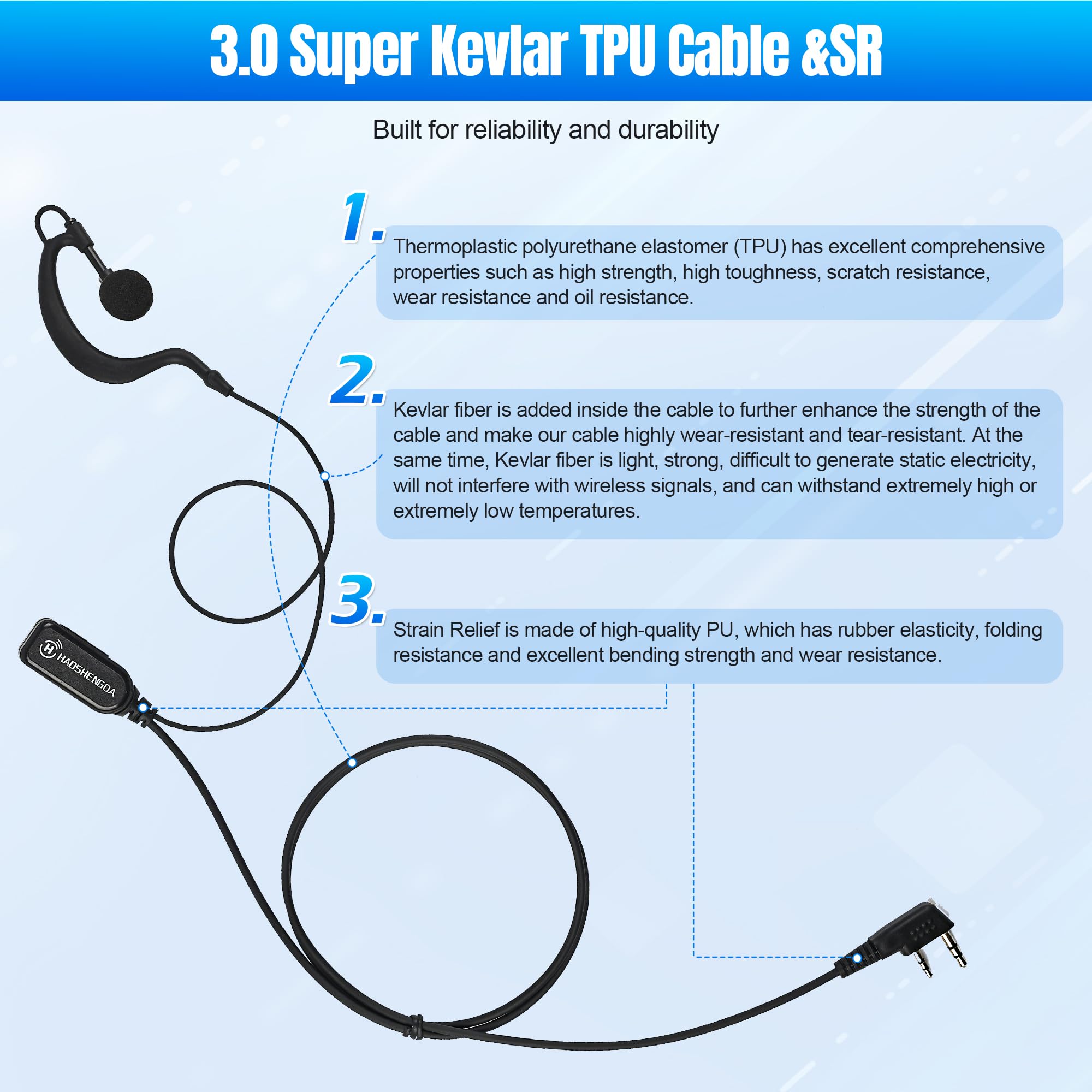Walkie Talkies - Auricolare con microfono per radio Kenwood, Baofeng, SAMCOM, BTECH, Retevis, Arcshell AR-5 Pxton e BF-F8HP UV-82HP UV-5R UV82 UV82C UV5X3 TK NX, kit di sorveglianza, cuffie a forma di