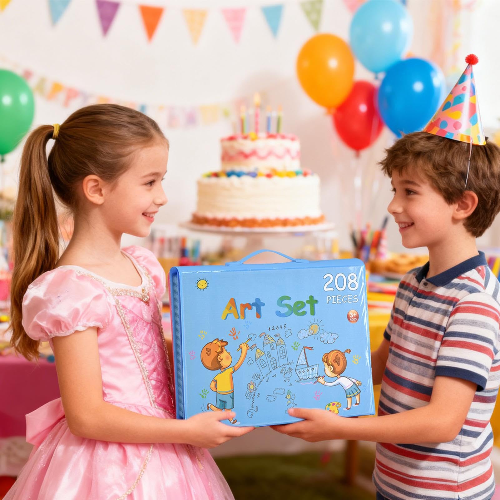 Malset für Kinder, tragbar, faltbar, Malset für Mädchen, für Zuhause, Desktop, Studio, Outdoor, College, Vorschule, Schule, Wandbild, Party, Geburtstag, Urlaub, Reisen