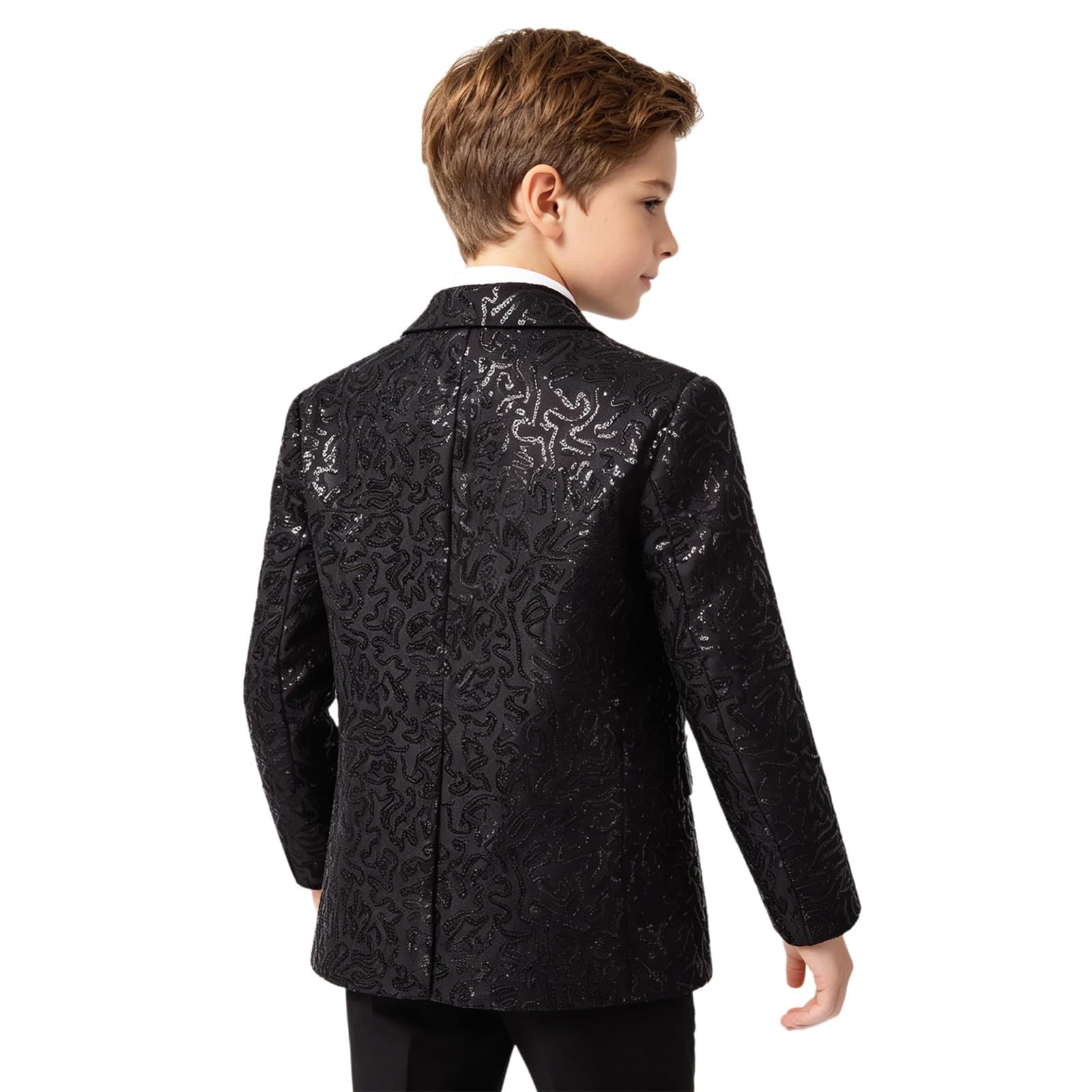 IEFIEL Blazer Enfant Garçons Élégant Costumes d'honneur Mariage Banquet Veste Smoking Gentilhomme Manteau Vestons à Paillettes 5-16 Ans