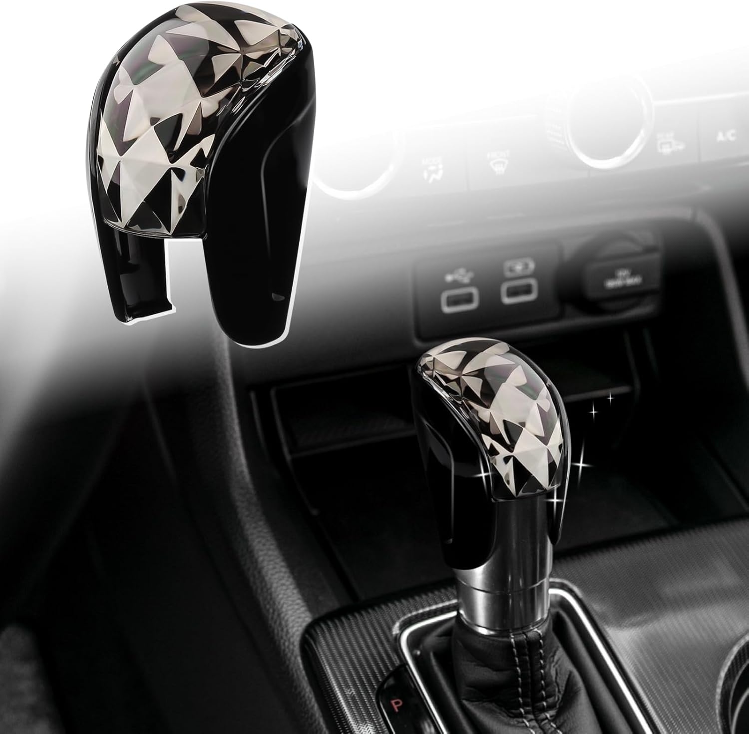 CKE Crystal Style Center Console Gear Shift Knob Cover Cap Compatible with Honda Civic 2022-2026 for CR-V 2023-2026 for Accord 2018-2026 Accessories