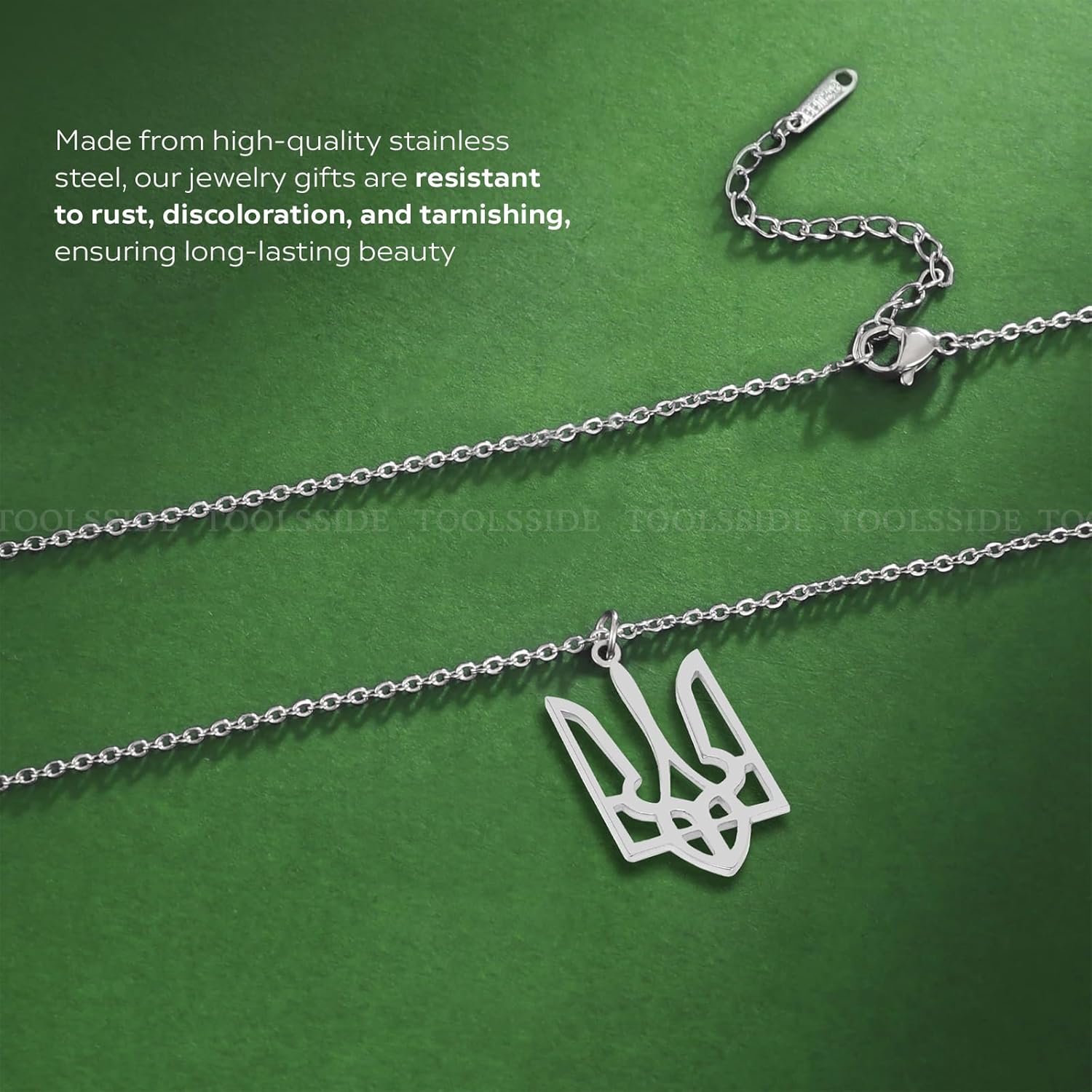 TOOLSSIDE Tryzub Ukrainian Necklaces - Ukraine Flag Trident Necklace - Ukraine Flag Symbol Necklace for Women's Men - Image 4