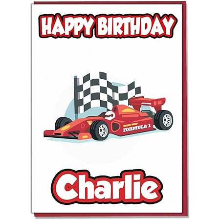 Ak Giftshop Carte D Anniversaire Personnalisee En Forme De Voiture De Course De Formule 1 N Importe Quel Nom Et Age Amazon Fr Fournitures De Bureau
