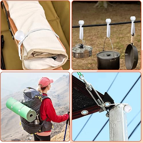 Miniatura 2 de Bolas elásticas de lona de 6 pulgadas, cuerda elástica blanca con bola resistente para tiendas de campaña al aire libre, carga, refugio, cenador con