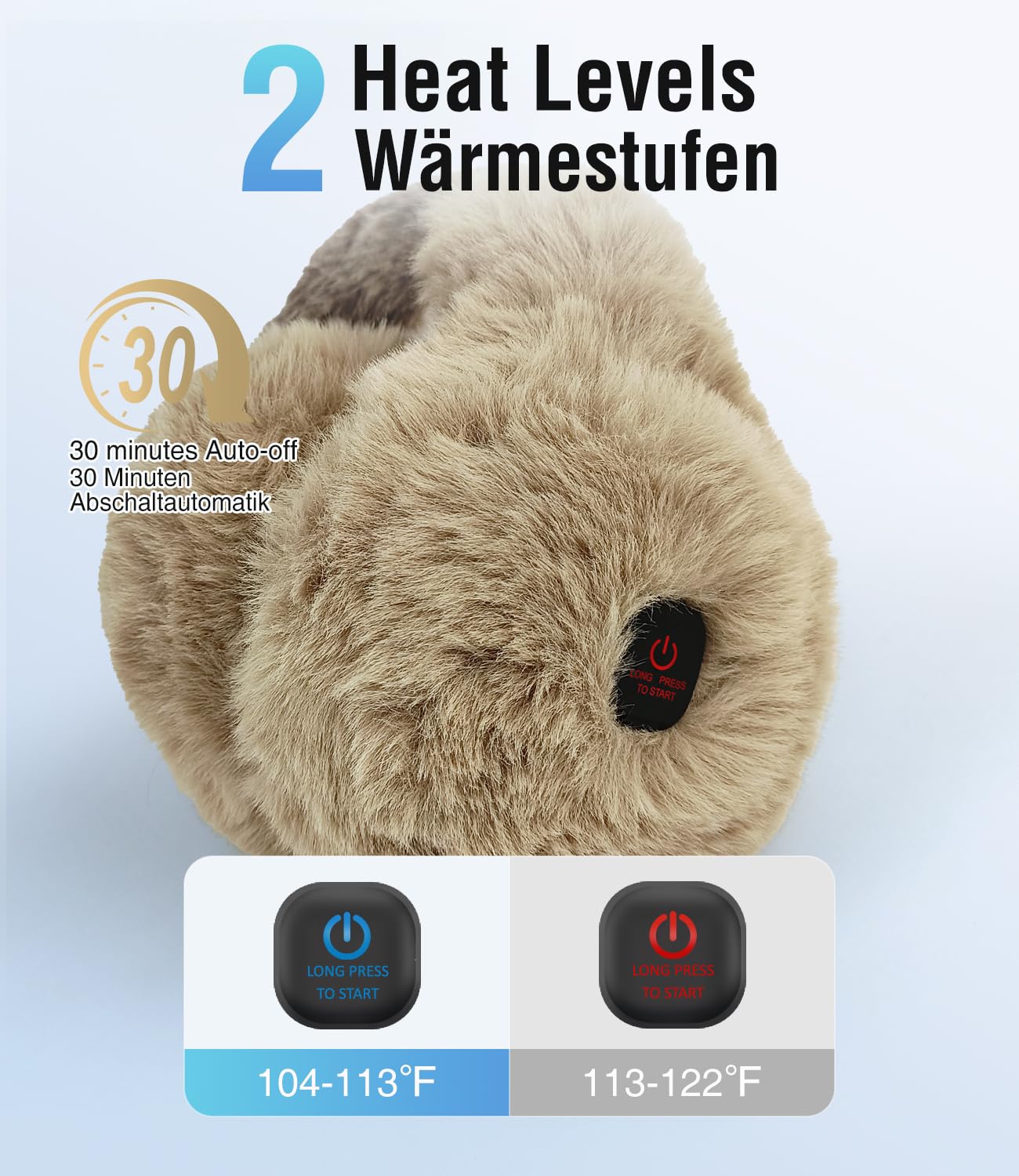 beheizter Ohrenschützer, Ohrenwärmer für den Winter, elektrischer Plüsch-Ohrenschützer für kaltes Wetter, 2000mAh wiederaufladbar, kabellos, Geschenke für die Familie