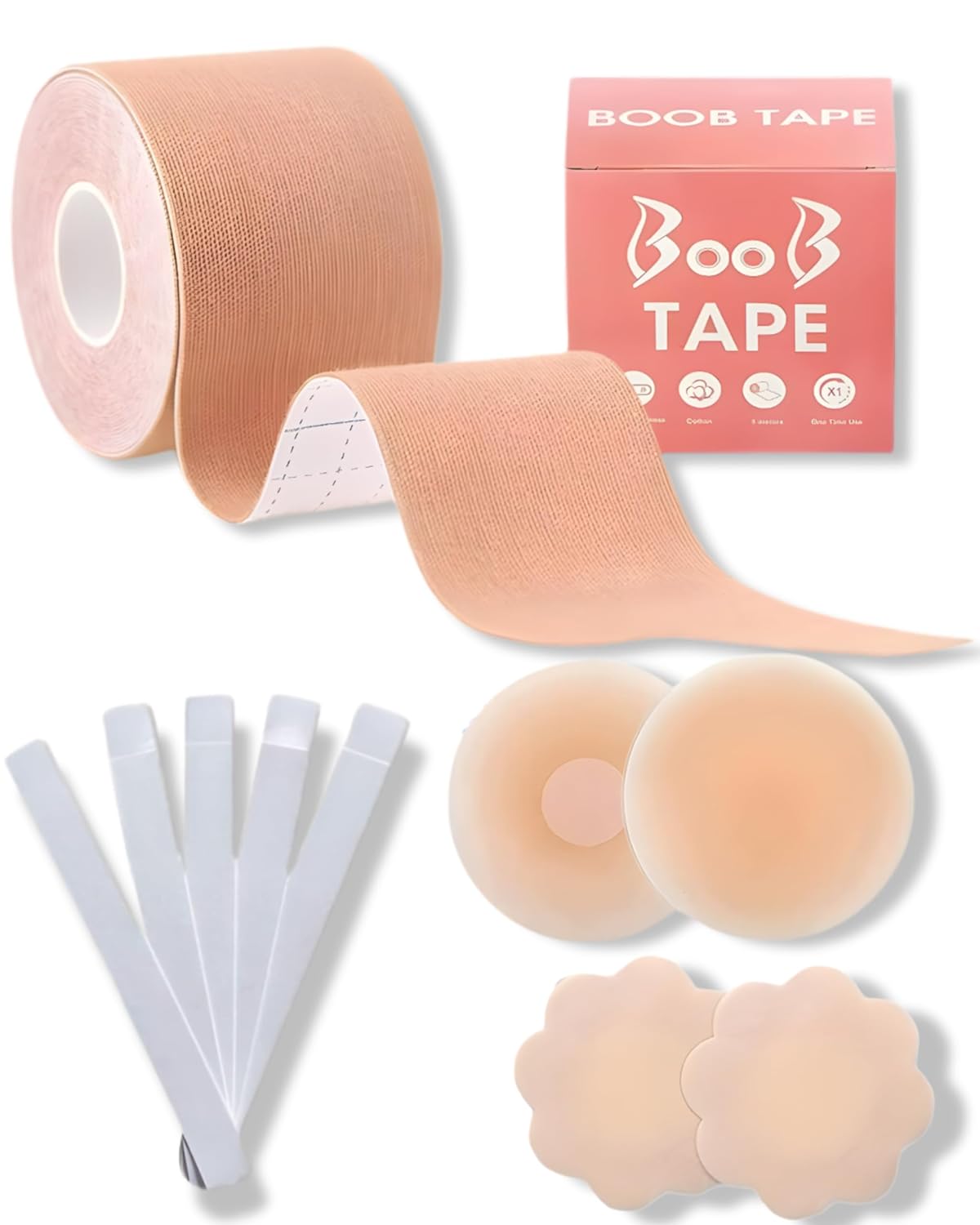 MAKET™ Women Breast Body Tape Combo Boob Tape 2 Silicon Nipple Cover
