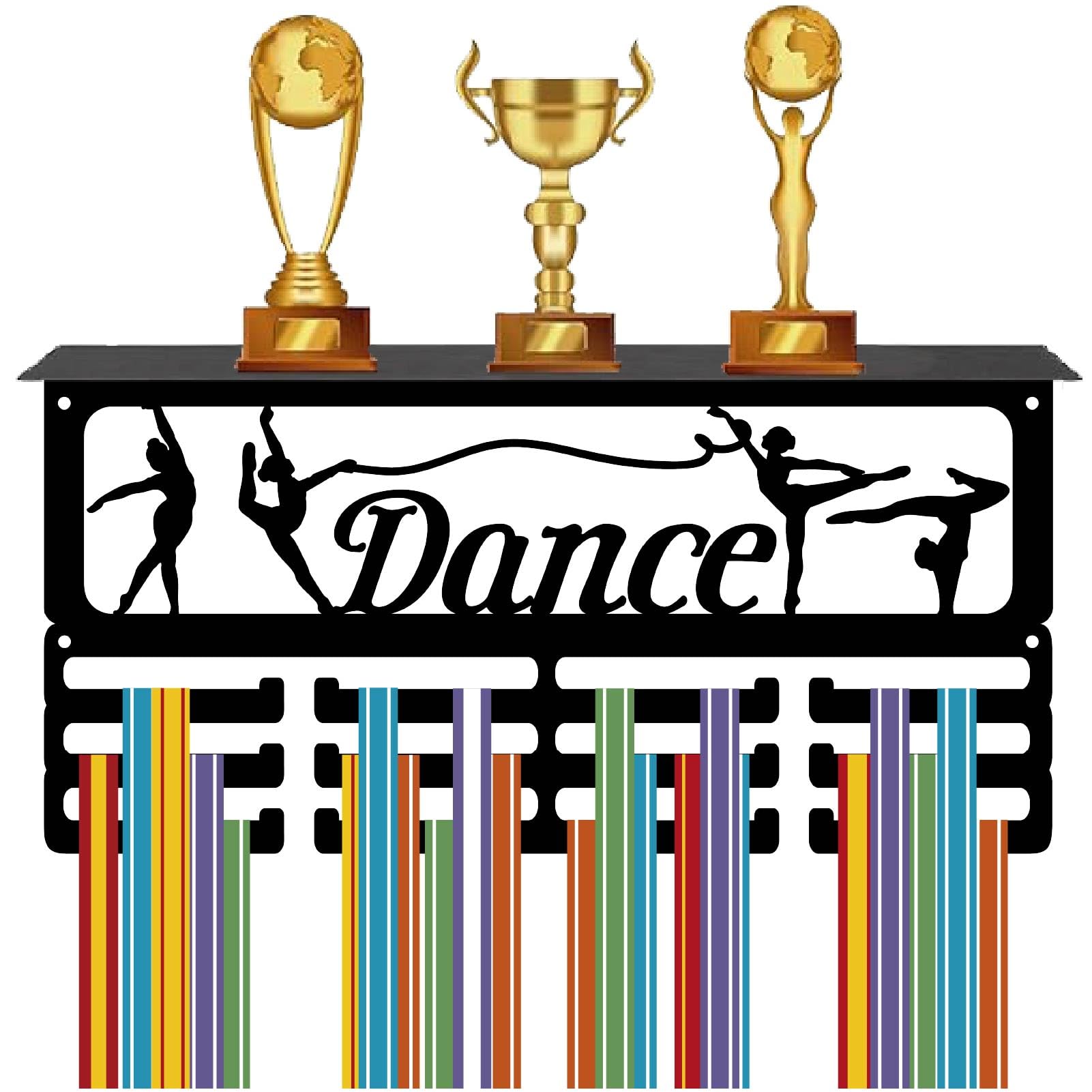 Soporte para Medallas de Baile, Estante Rectangular de Hierro, 3 Niveles, 60 Premios, Negro