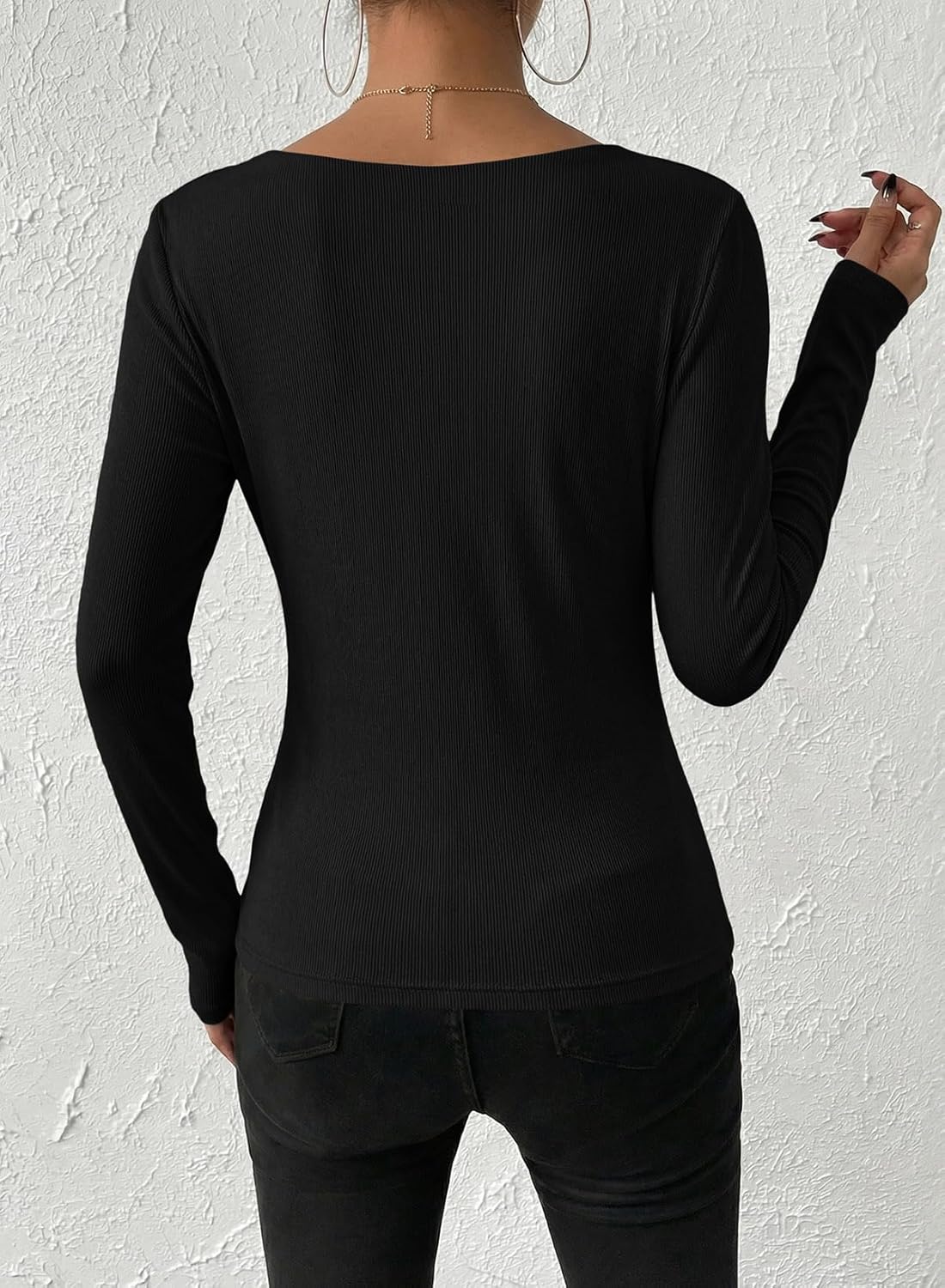 EVALESS Women's Long Sleeve Asymmetrical Neck Ruched Slim Fit Shirts 2026 Spring Fashion Casual Tee Going Out Tops - Image 4