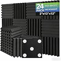 Vista 15 de Paquete de 56 paneles de espuma acústica, 12 x 12 x 2 pulgadas, paneles de espuma a prueba de sonido para paredes, pirámide, insonorización, espuma