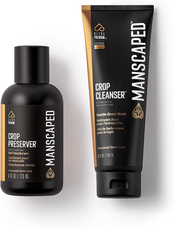MANSCAPED® The Crop Preserver® & Crop Cleanser®, Men's Anti-Chafing Ball Deodorant with Cooling Aloe Vera & Invigorating Shower Gel Infused with Vitamin E and Aloe for Below-The-Waist Cleaning