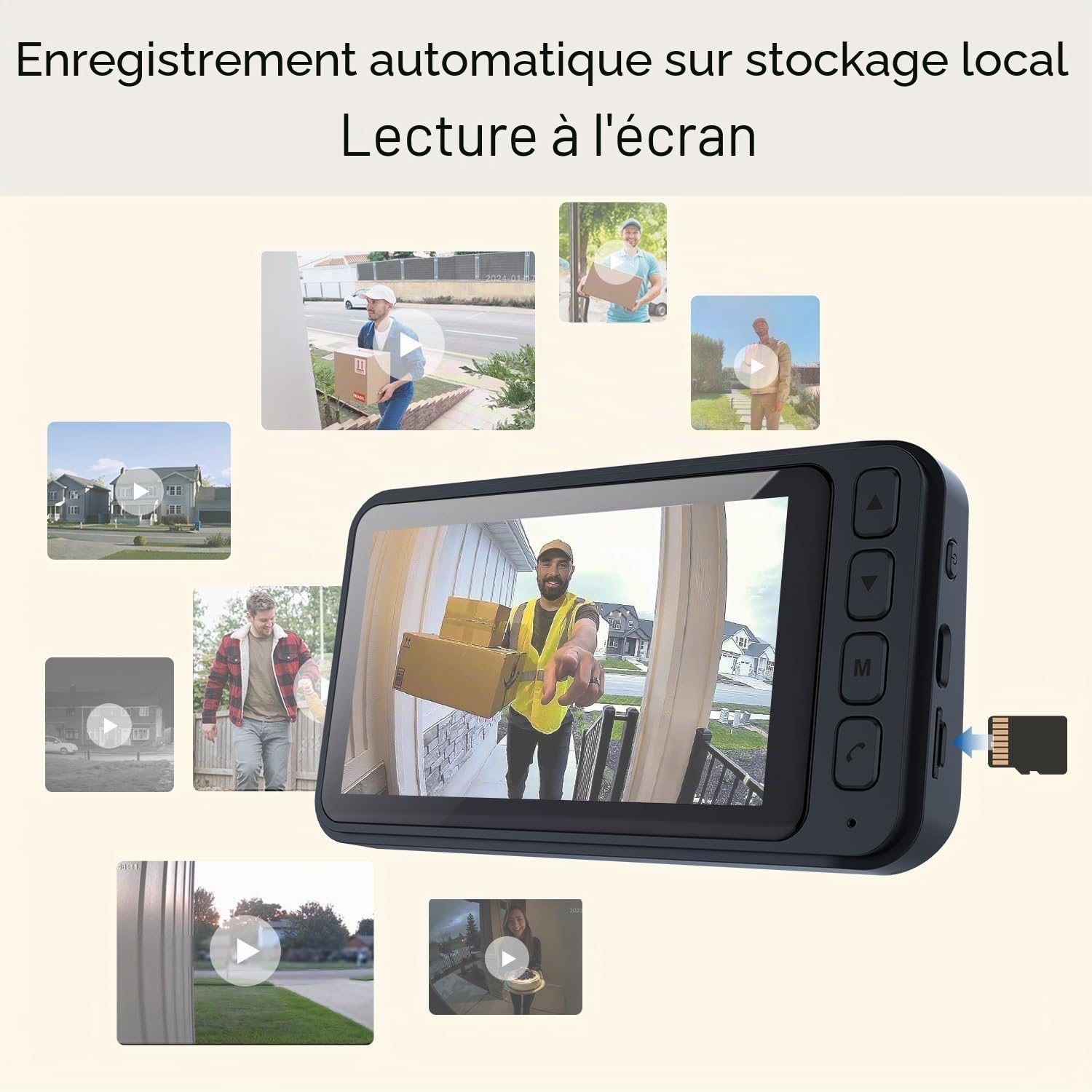 Sonnette sans Fil Exterieur Etanche Interphone Vidéo avec Caméra PIR Détection Mouvement avec Écran 4.3" Visiophone 170°,Humaine Détection,Vision Nocturne,Audio Bidirectionnel, 2.4G sans WiFi et APP