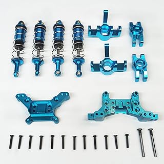 RWLZLB for Hyper Go 1:16 Scale Aluminum Alloy Metal Upgrade Parts, Shock Absorbers, Front Steering Cup, Rear Hub ï¼† F/R Shock Tower, for MJX H16BM H16GT H16DR Jetwood RC Car (Blue)