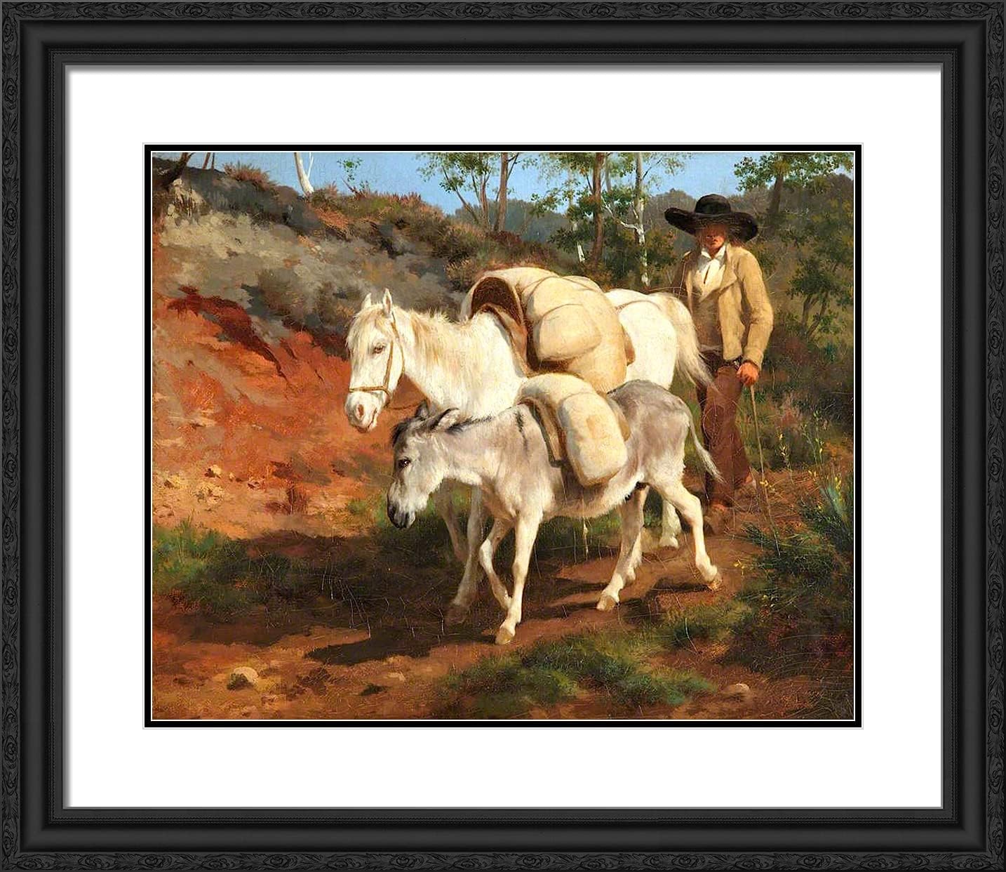 ArtDirect Bonheur Rosa 23x20 Gold Ornate Framed Art Print with Double Matting Titled: The Return From the Mill
