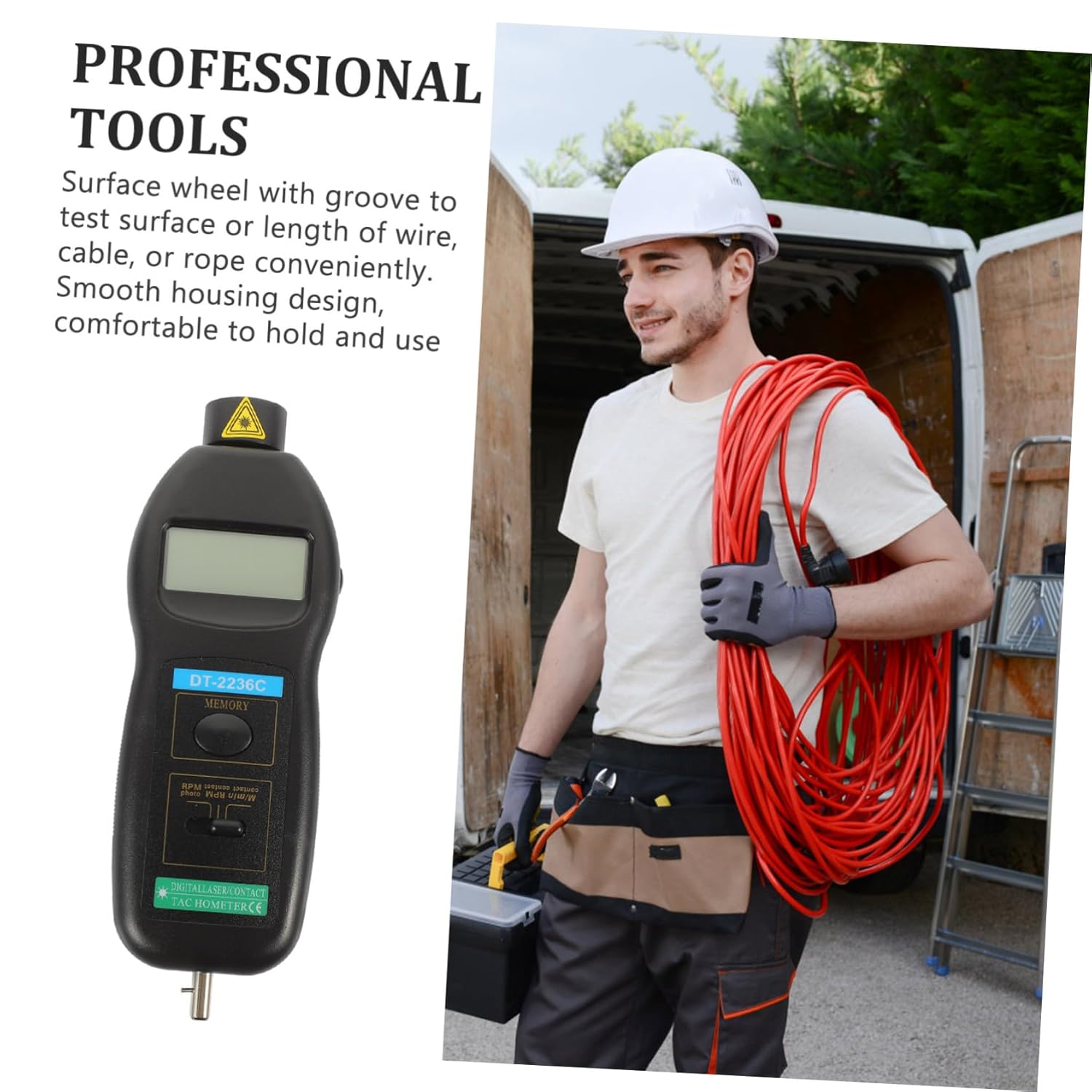 KICHOUSE Large Digital Tachometer Tachometer Anemometer Handheld Digital Tach for Car Bike Motorcycle Indicator