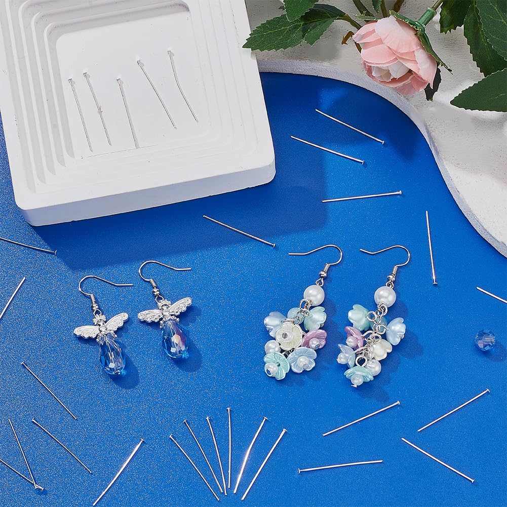 SUNNYCLUE 1 Box 500Pcs 30mm Flat Earring Pins Silver Head Pin Bulk Brass Eye Pins jewellery Headpin Findings Small Flat Head Pins for jewellery Making Earring Charm Bracelet Accessories Supplies DIY C - Image 4