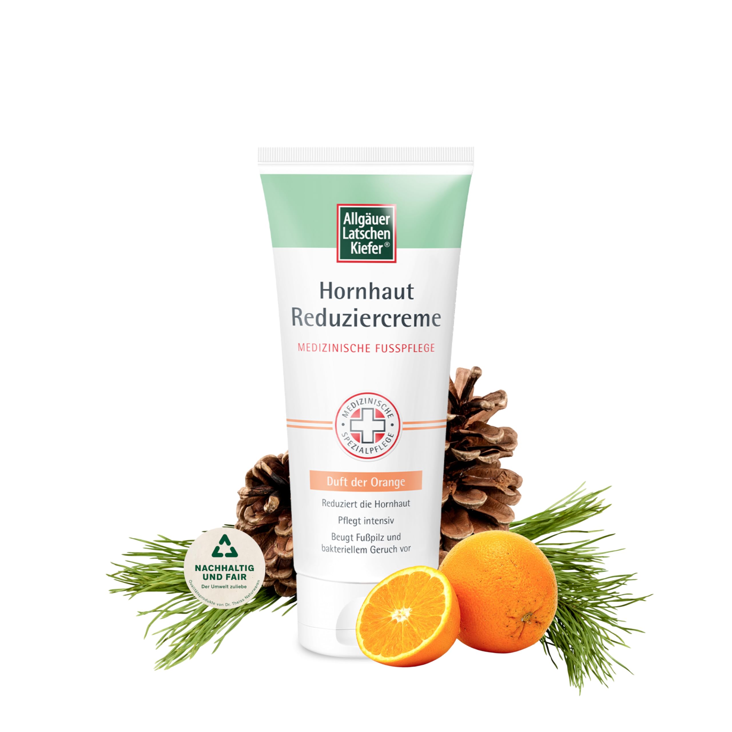 Hornhaut Reduziercreme Orange – medizinische Fußpflege – Allgäuer Latschenkiefer – 100 ml