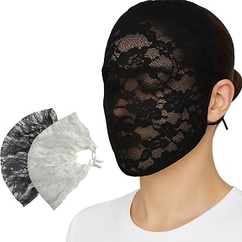 2 Packs Lace Face Cover Full Face Mesh Mask Bandana Mask Face Protective Sun Protector Headwear Halloween Private Masquerade Ball Party Halloween Party Wedding Dress Headdress