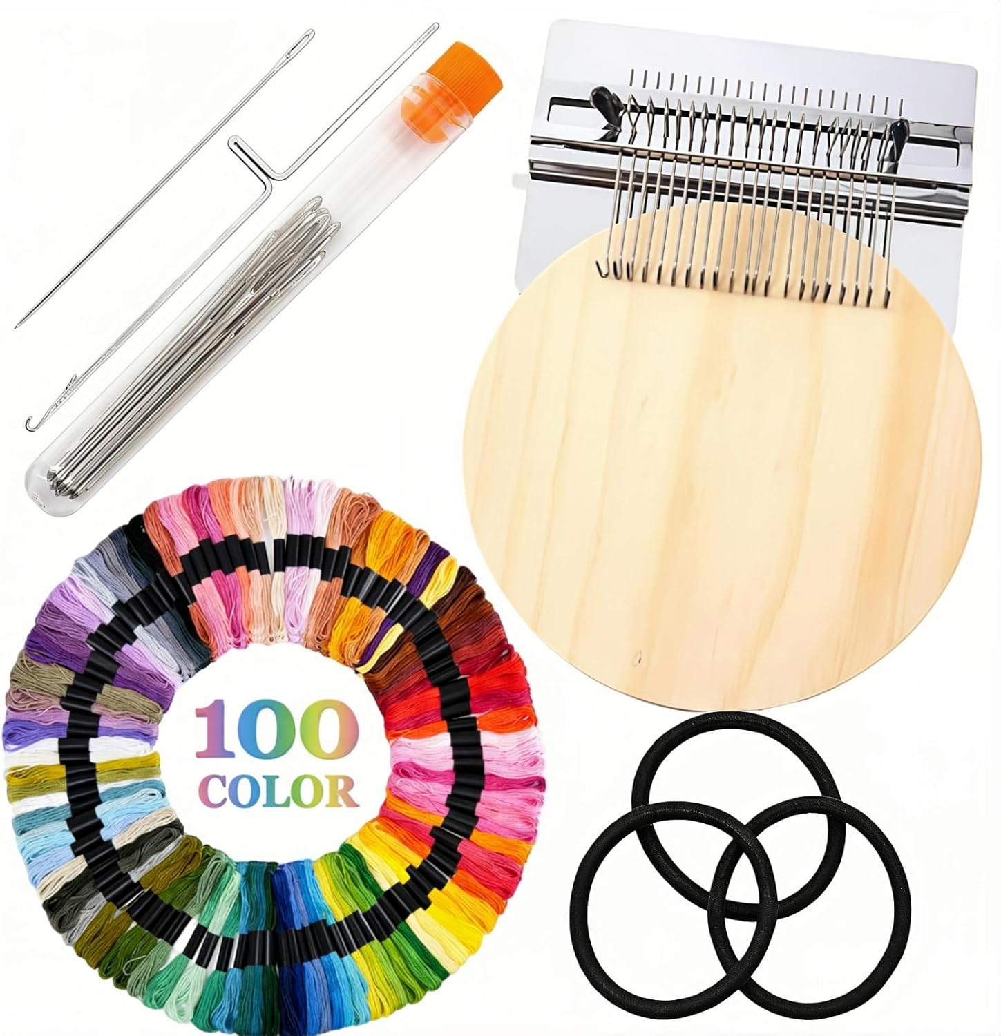 Knit Patch Kit, Darning, Knit Patch Tools - 100 Colors Embroidery Thread & Floss for Mending, Weaving, Sock & Clothing Repair, Complete Sewing Craft Set (21 Hooks)