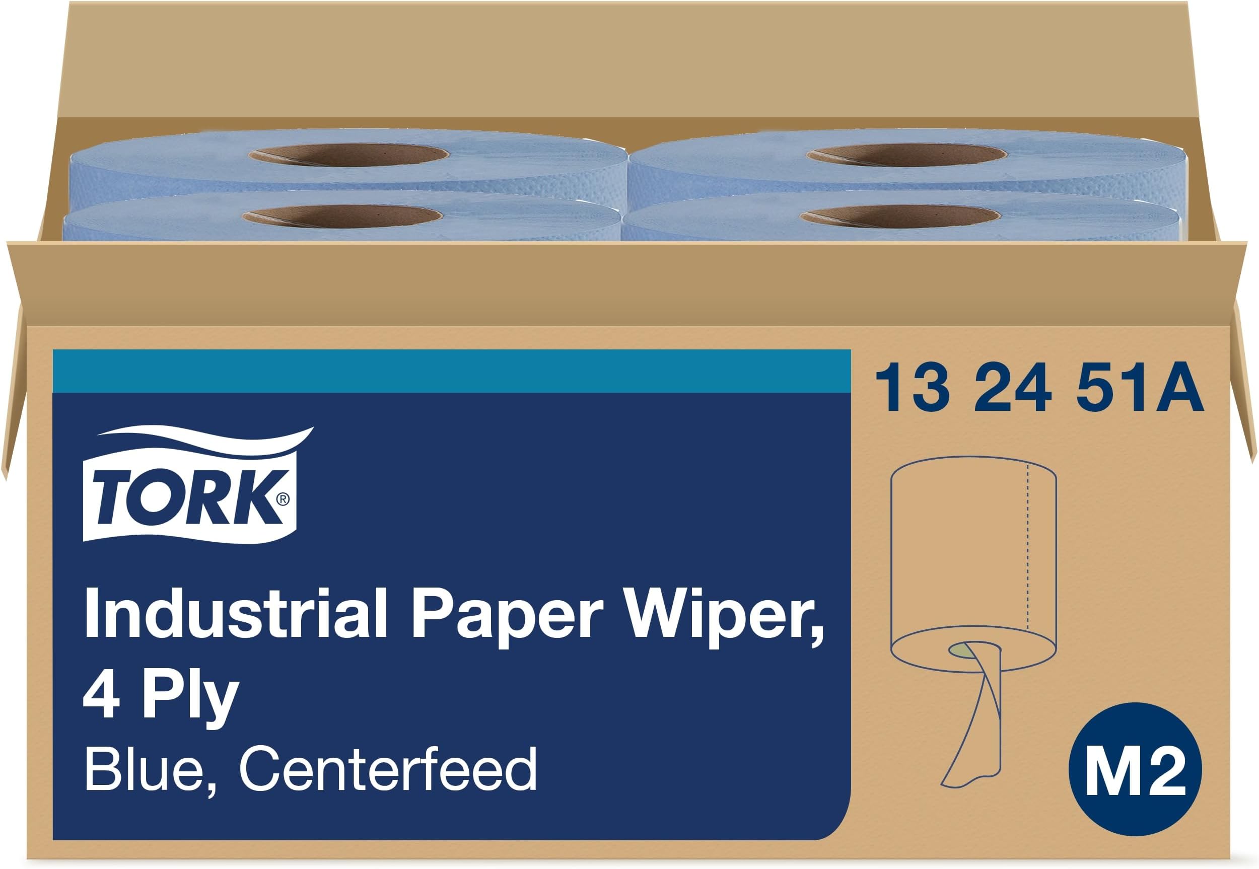 Paper Wiper Centerfeed Blue M2, High Absorbency, 4 x 190 Feet, 132451A