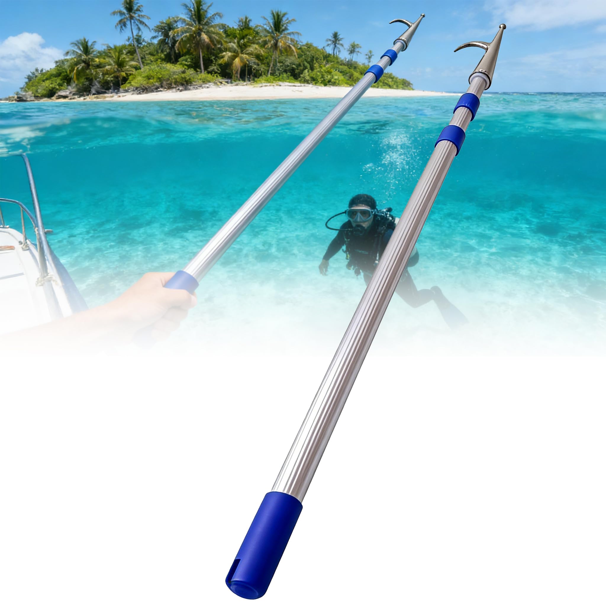 AVSMGP Gancio per Barca Telescopico in Alluminio con Impugnatura Antiscivolo E Isolata Gancio per Ormeggio E Attracco Ideale per Ormeggio, Attracco, Salvataggio, Spinta,400cm/157.5in/13.1ft
