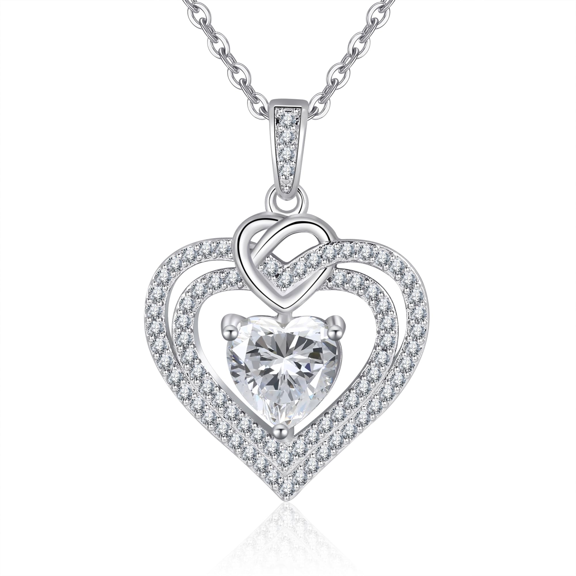 Cosie Lily San Valentin Collar Mujer Plata De Ley 925 Colgante Mujer Doble Corazon Collares Joyas de Mujer Regalos Originales Para Mujer Mama Novia San Valentin Regalos Mujer