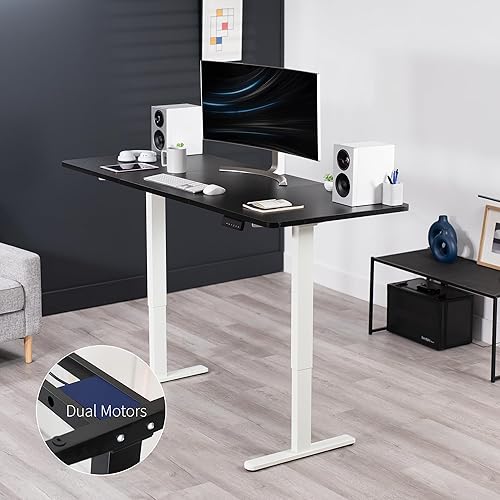 Miniatura 8 de VIVO DESK-KIT-E2W7B - Escritorio eléctrico de pie con motor dual de 71 x 30 pulgadas, ajuste de altura de memoria, serie E2B, marco blanco superior