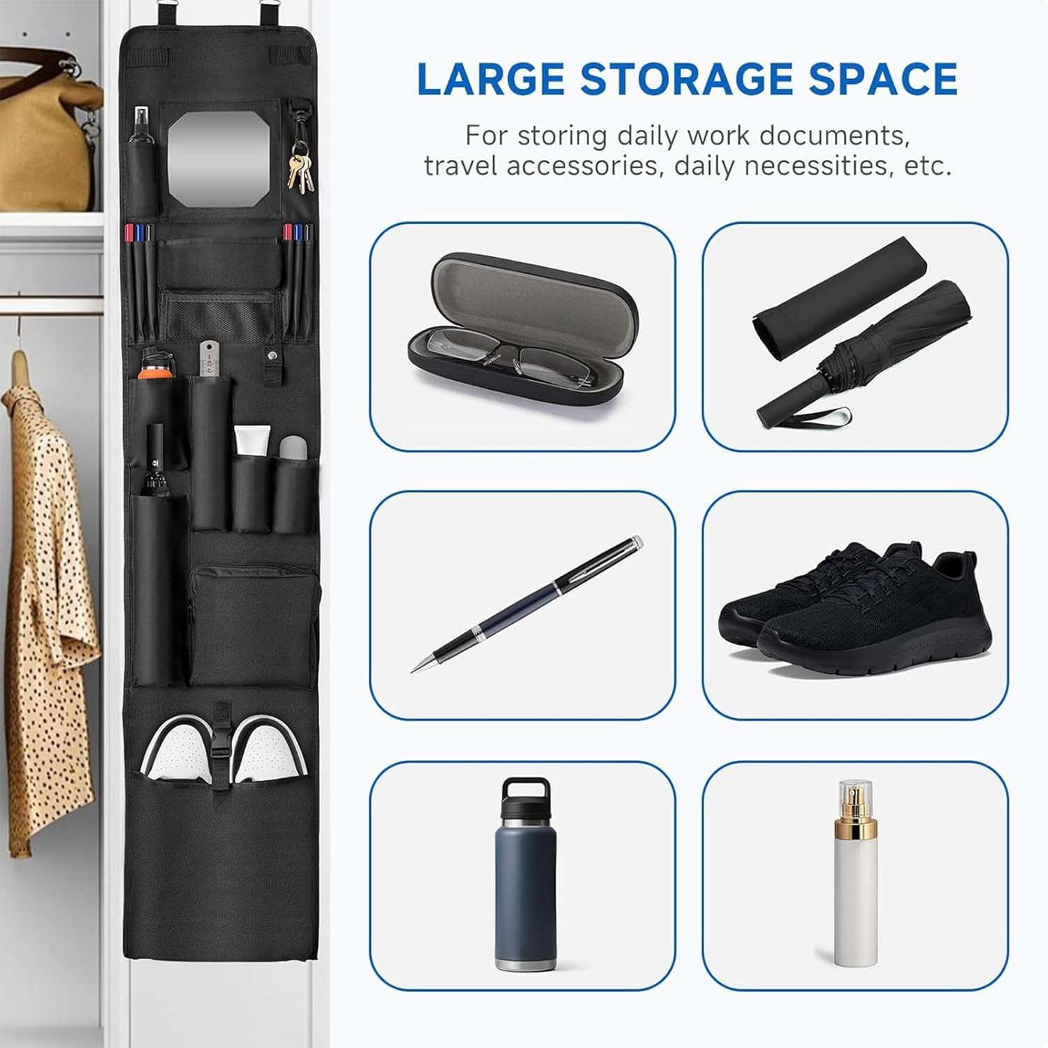Hanging Locker Organizer with | Hanging Closet Organizer with Compartment, Over Closet Organizer for Lockers, Shelves, Cabinets, Bathrooms, Bedrooms, Kitchens, and Nurseries