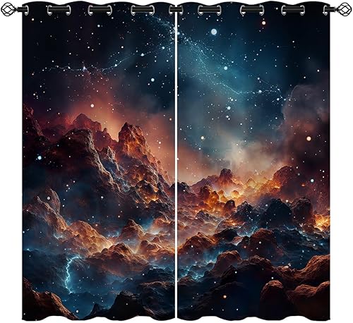 Cortinas opacas espaciales para decoración del hogar, universo de agujero negro, galaxia, nebulosa, ojales, aislamiento térmico, cortinas de