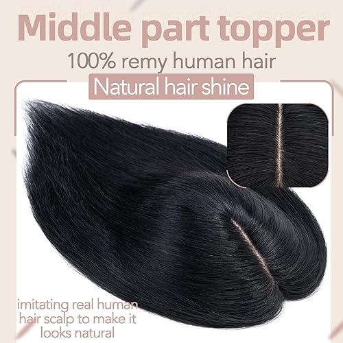 Miniatura 4 de S-noilite Topper Hiar - Parte superior de cabello humano de seda para mujer, densidad del 130 %, hecho a mano, clip en la parte superior, parte