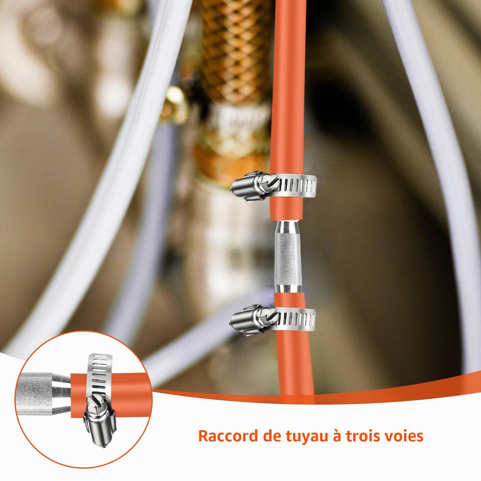 Lot de 8 Ensemble Raccord de Tuyau en I 10mm Connecteur de Tuyau Pneumatique, Raccord de Tuyau en I en Acier Inoxydable SUS 304, Connecteur de Tuyau à 2 Voies avec 12 Colliers pour Gaz, Eau