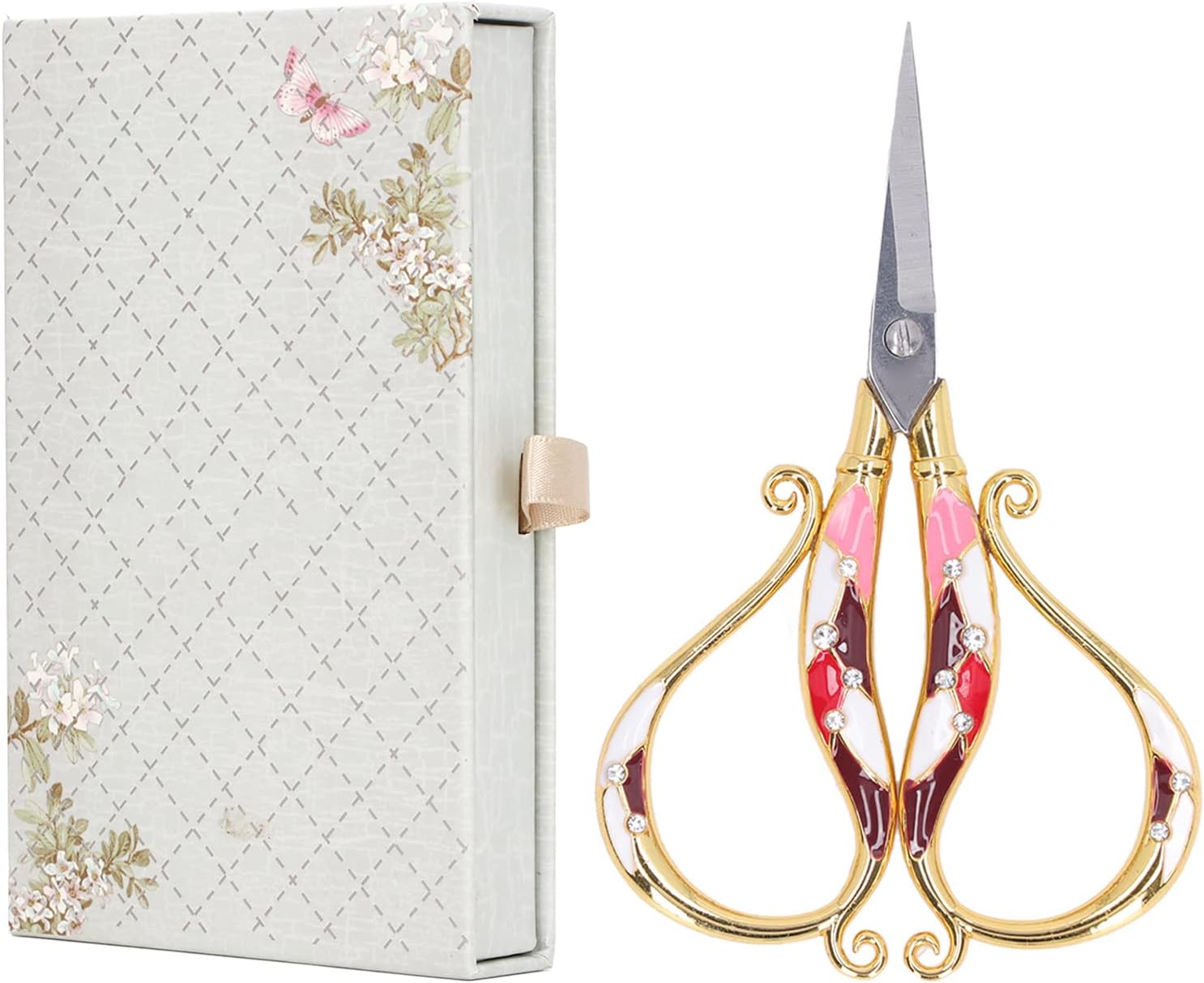 Vintage Embroidery Scissors, Stainless Steel Scissors Vintage European Flower Plum Scissor for Sewing Scrapbooking Crafts Embroidery