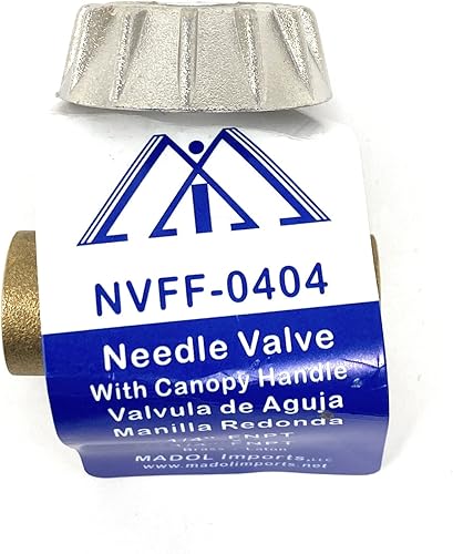 Miniatura 2 de Conector de latón Válvula de aguja con mango de dosel 1/4" hembra NPT x 1/4" hembra NPT [MNV0404] - Válvula de aguja de conector de latón con mango