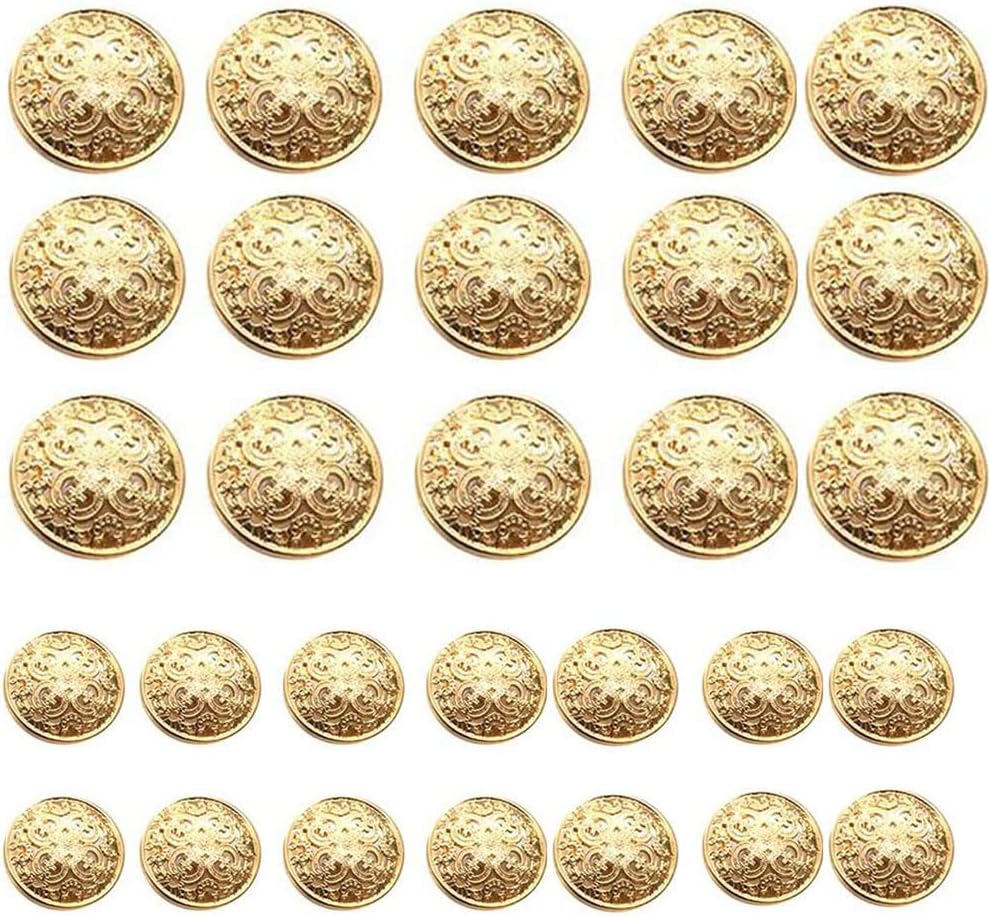30 PCS Vintage Antique Metal Blazer Button Set 2 Sizes of 18mm / 0.7in, 25mm / 1in Premium Metal Sewing Buttons with Round Shaped for Crafts Decorations DIY Shirt Suit, (Black)