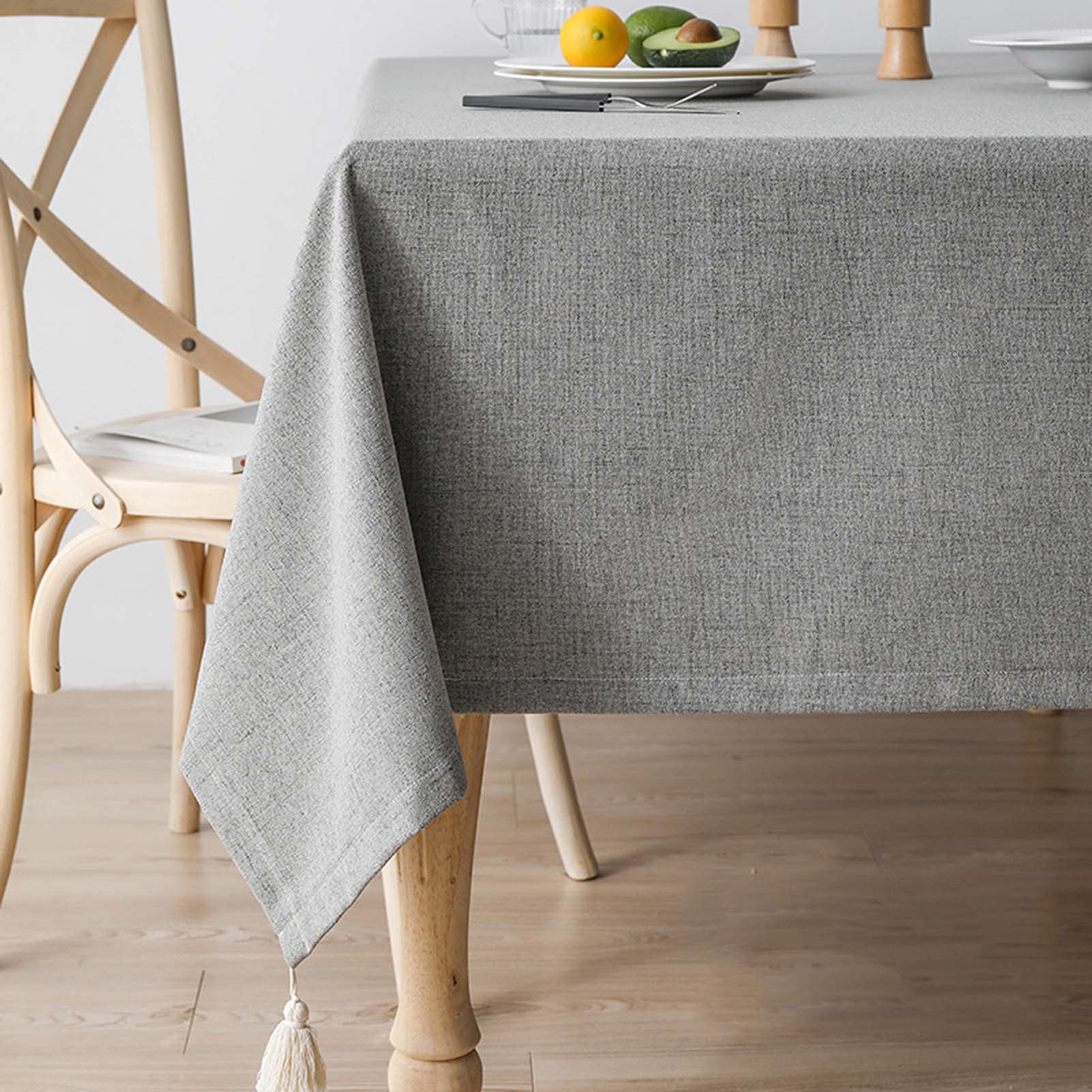 Nappe rectangulaire imperméable et anti-huile en coton lin lavable en machine de 110 x 170 cm