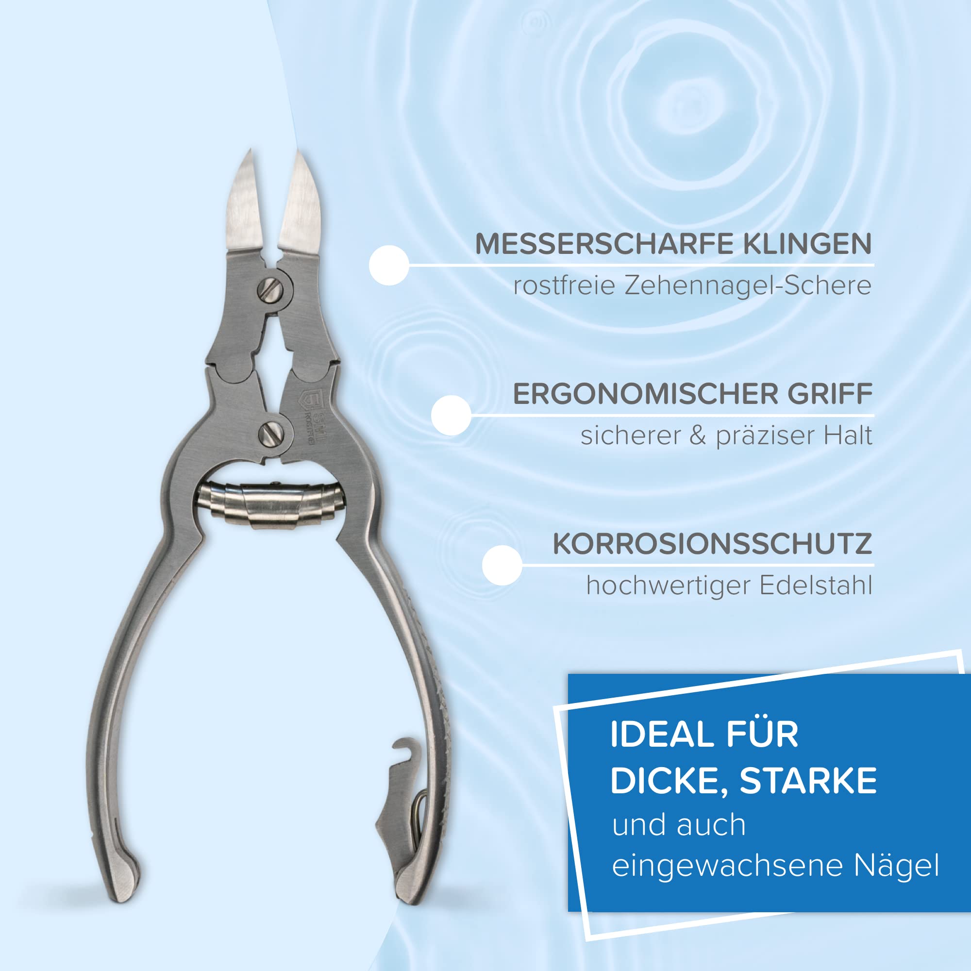 SMI 16 cm Coupe Ongle Pied Professionnel – Coupe Ongle – Pince à Ongles Robuste – Pour Ongles Épais et Incarnés – Acier Inoxydable – Sécurité Enfant – Avec Étui