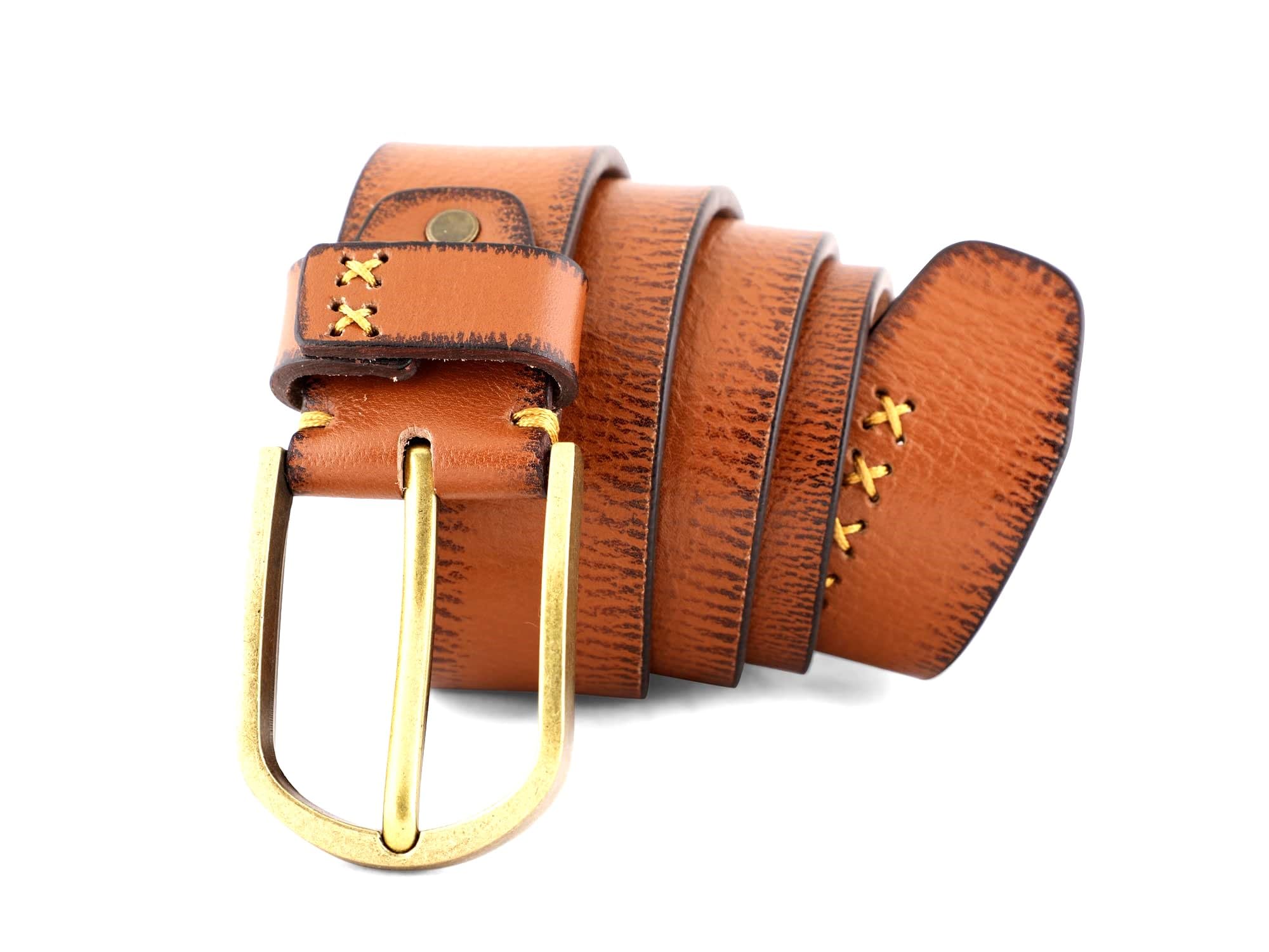 Celestial HorseFull Grain Genuine Leather Belt for Men, Premium Leather Stylish Belts with Metal Buckle, Adjustable Belt for Formal and Casual Wear, Black/Brown