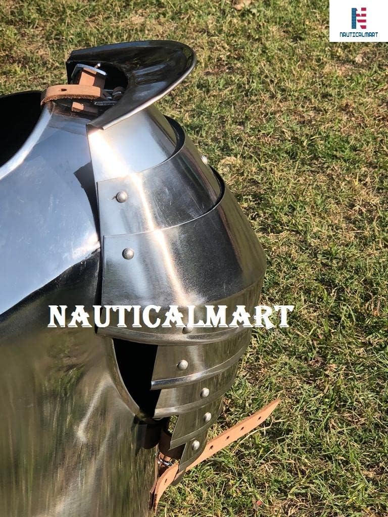 Medieval Times Shoulder Guard Steel Breastplate Fantasy Half Armour Costume