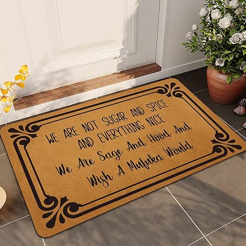 Miniatura 2 de Ytanie Tapetes de bienvenida para puerta delantera, entrada al aire libre, no somos azúcar y especias y todo, tapete de goma antideslizante para el