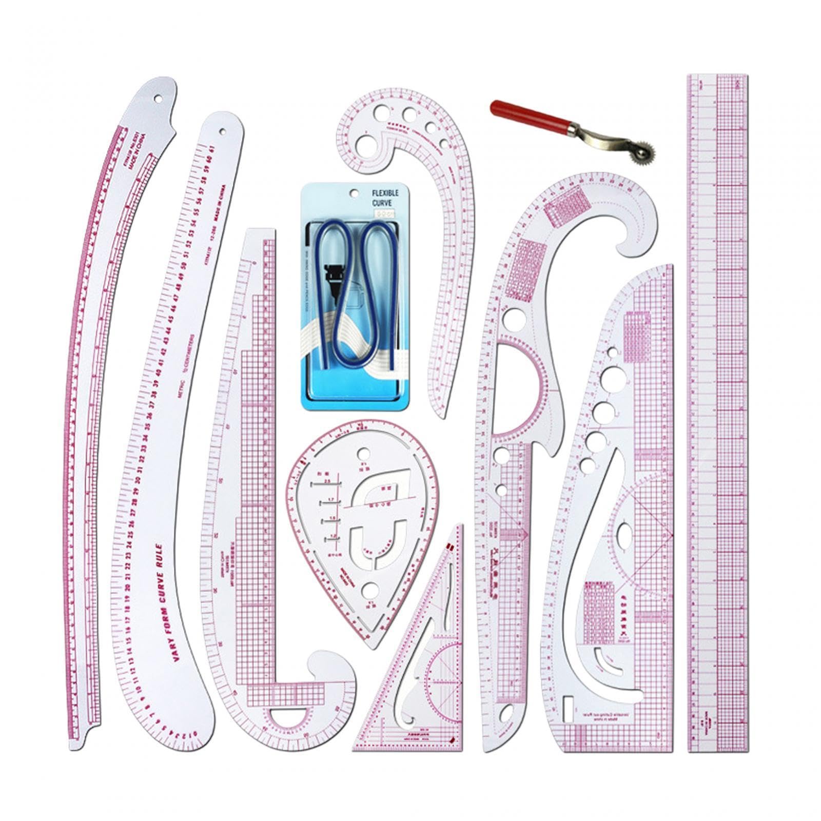 Generic Set di righelli per sarti, Designer, 11 Pezzi, RULER, ABS, Modern, 60 cm