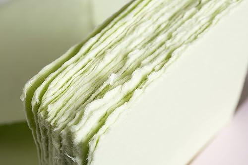 Miniatura 2 de Wanderings Papel en blanco con borde verde Deckle hecho a mano, tamaño de 5 x 7 pulgadas, paquete de 25 unidades, papel de hojas sueltas para