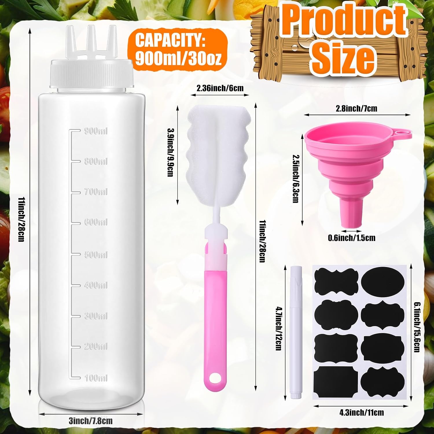 LemonRoad 6 Pcs 3 Hole Squeeze Bottles for Sauces Plastic Condiment Squeeze Bottles Tomato Sauce Ketchup Dispensers Salad Dressing Container Squirt for Oil BBQ Paint Pancake Craft (30 Oz/ 900 ml)