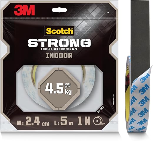 3M Scotch Double Sided Mounting Tape Jumbo Pack (5 Meters) (1m Holds 4.5Kgs) for Indoor Hanging Applications (Photo Frame...