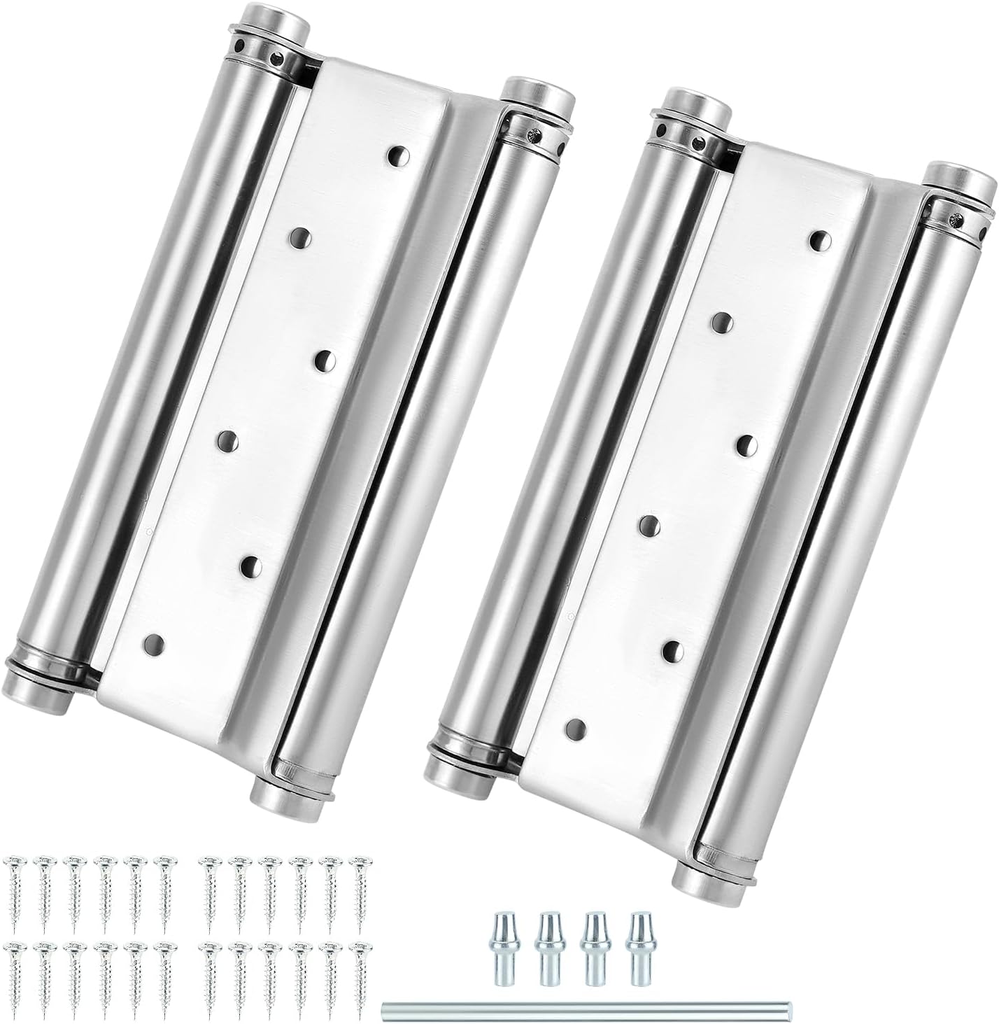QWORK Stainless Steel Door Swing Hinges, 2 Pack 8" Double Action Spring Door Hinges for Cafe Saloon Bars