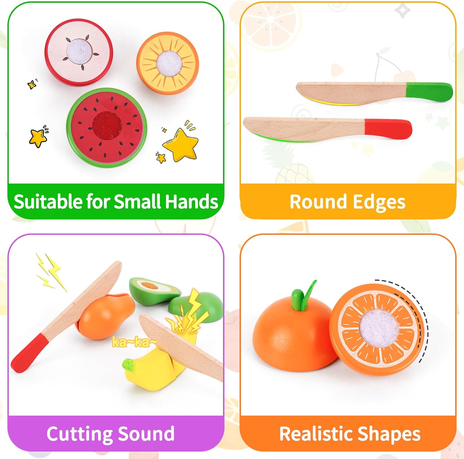 ATOYUS Wooden Play Food Set Toys for Toddlers 1-3, Kids Toy Play Kitchen Accessories, Cutting Fruits Pretend Food with Storage Boxes, Christmas Birthday Gifts for 1 2 3 Year Old Baby Boys Girls