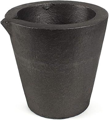 GIRtech Fusion SC Graphite Pouring Foundry Crucible for Metal Melting 2910F - Casting Refining Gold Silver Copper Brass Aluminum 5.71" x 5.38" x 5.51" Industrial Grade - High Temperature Resistance