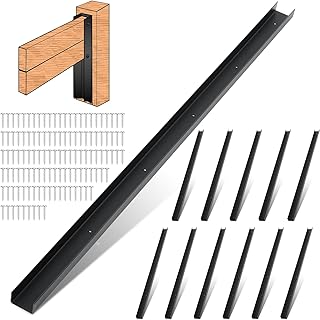 Yaocom 12 Pack 42 Inch Horse Stall Wall Channels Galvanized Steel Easy Installation Horse Stall Chew Guards Wood Protector with 120 Screws, Black