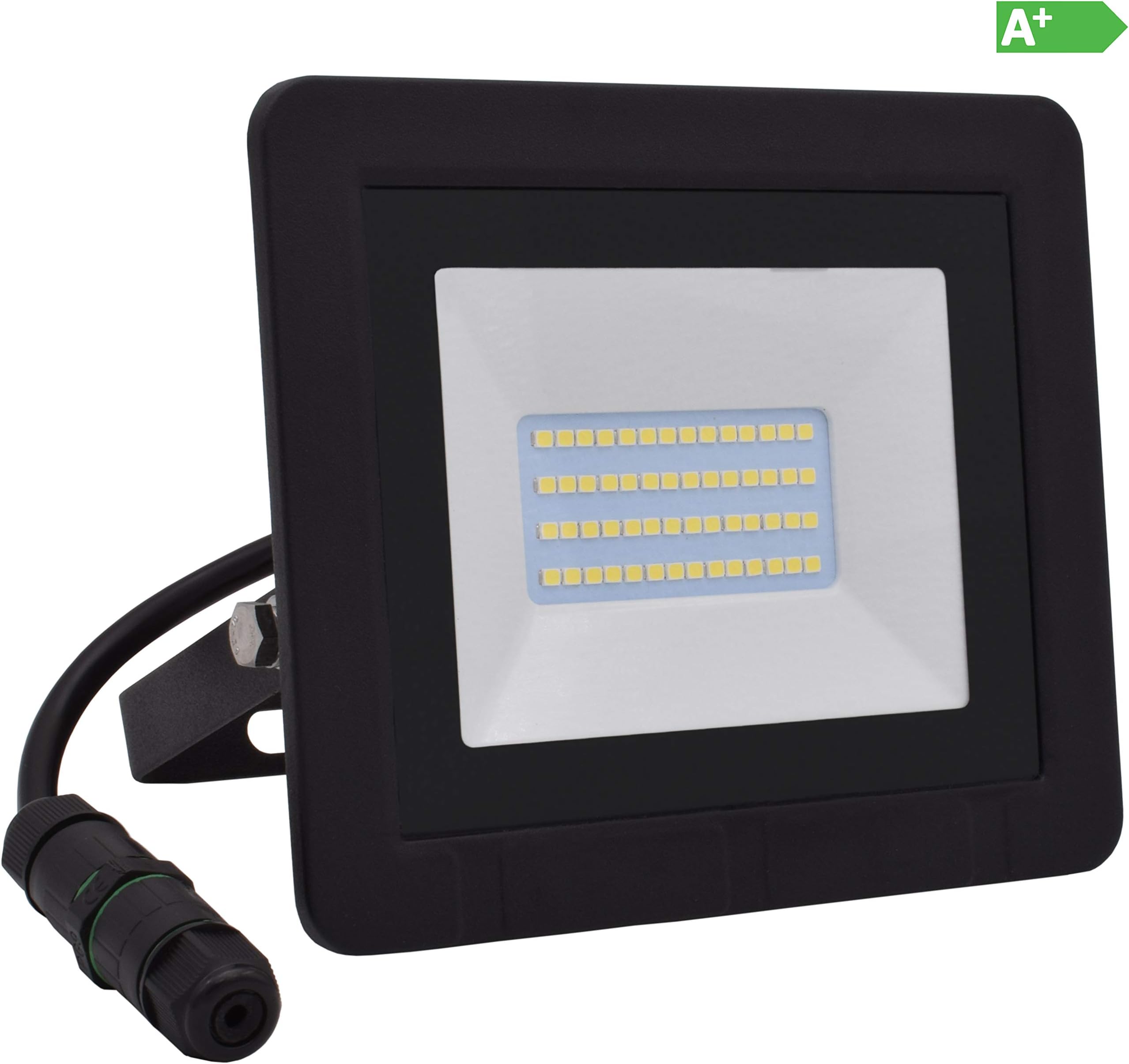 LumareLED Spotlight 20W | Extra Flat Floodlight IP65 | Outdoor and Indoor | incl. IP68 Power Connector | Outdoor Light 3000k Warm White | Floodlight Waterproof | Garden Lamp LED Spotlight