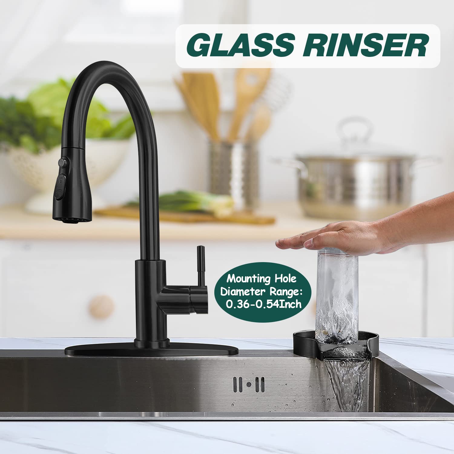 Glass Rinser for Kitchen Sink, FONTOP Stainless Steel Bottle Washer Cup Cleaner Sink Attachment Accessories for Home Bar Faucet