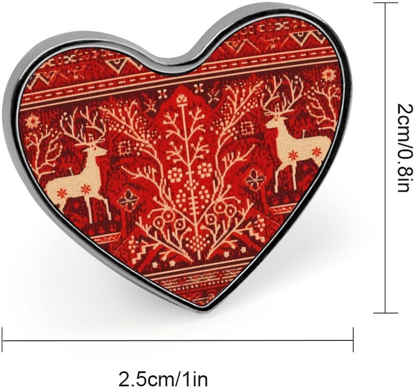 Reindeer Pattern Badges Heart with Button Design, Personalized Picture Pin Brooches, Heart Badge Holders for Decorate Hat Shirt Clothing Bag Accessories image 3